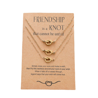 New Knot Card Necklace Stainless Steel Fine Throwing 18k Real Gold Knotted Pendant Clavicle Chain