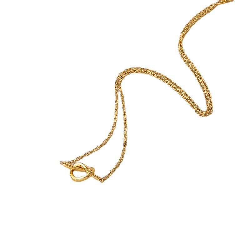 New Knot Card Necklace Stainless Steel Fine Throwing 18k Real Gold Knotted Pendant Clavicle Chain