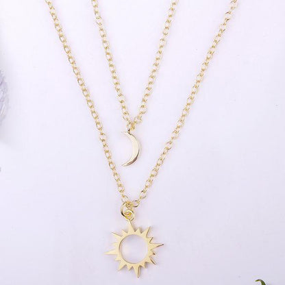 Fashion Sun Moon Stainless Steel Necklace European And American Good Friend Couple Necklace