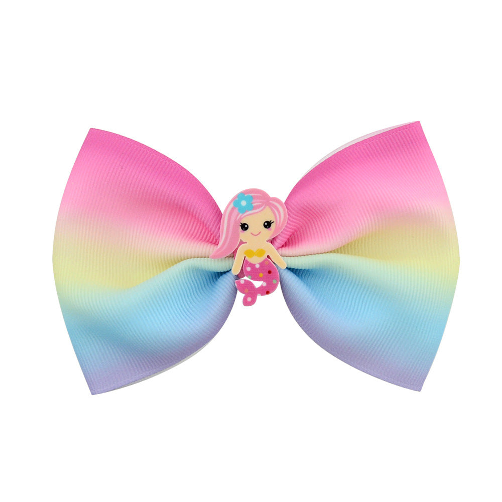 Korean Mermaid Acrylic Cartoon Bow Barrettes Children'S Hair Accessories Baby Side Clip Press Clip Bang Clip 929