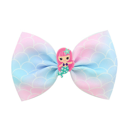 Korean Mermaid Acrylic Cartoon Bow Barrettes Children'S Hair Accessories Baby Side Clip Press Clip Bang Clip 929