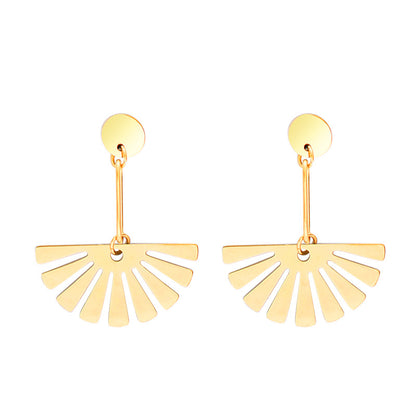 Simple Geometric Creative Stainless Steel Fan-shaped Earrings