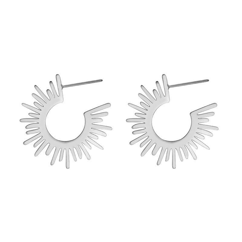 Simple Stainless Steel Earrings Fashion Sunflower Earrings