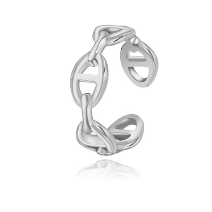 Simple Geometric Open Adjustable Ring Titanium Steelring