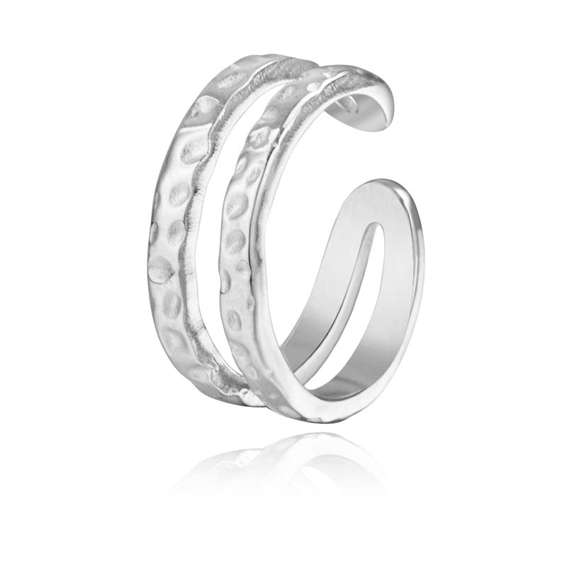 Simple Geometric Open Adjustable Ring Titanium Steelring