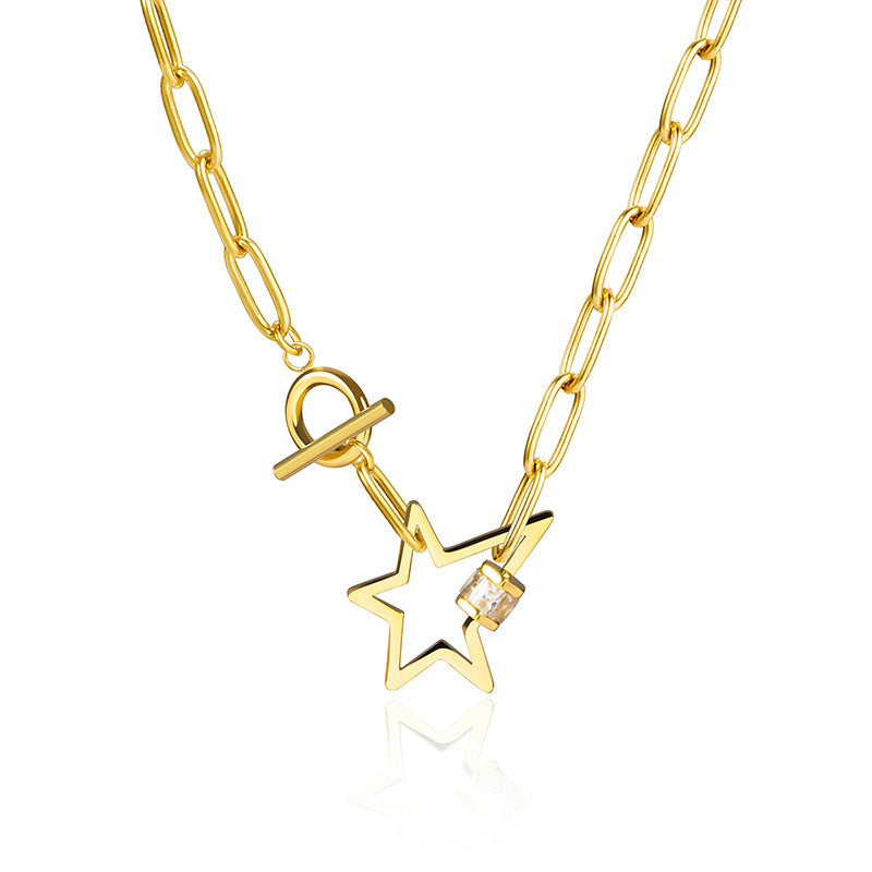 Five-pointed Star Ot Buckle Titanium Steel Necklace Wholesale