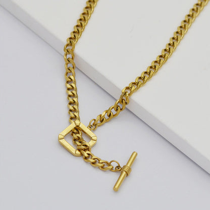 Clavicle Chain Thick Chain Female Simple Versatile Buckle Titanium Steel Necklace