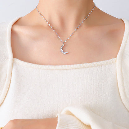 Retro Cute Crescent Pendant Clavicle Chain Stainless Steel Moon Necklace