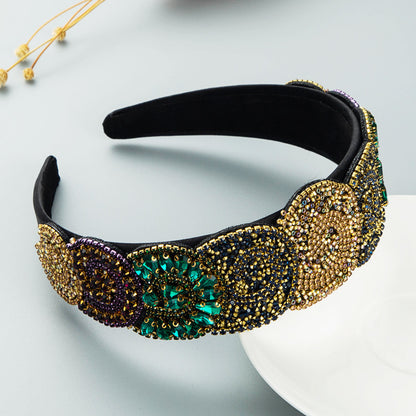 Fashion Color Rhinestone Headband Broad-Sided Headband Wholesale