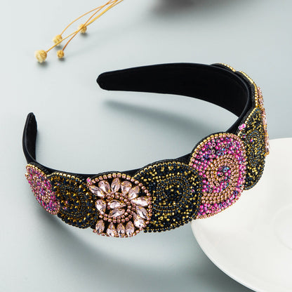 Fashion Color Rhinestone Headband Broad-Sided Headband Wholesale