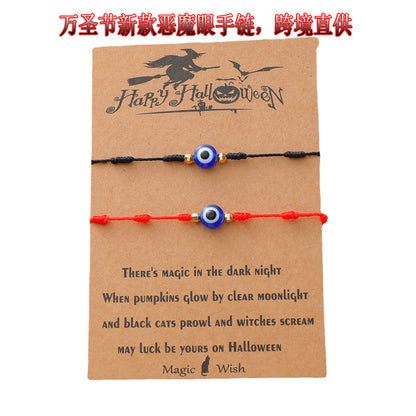 New Halloween Couple Braided Bracelet Creative 7-knot Demon Eye Red String Card Bracelet