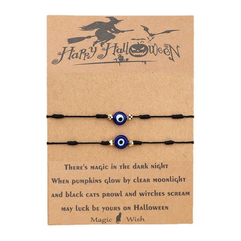 New Halloween Couple Braided Bracelet Creative 7-knot Demon Eye Red String Card Bracelet