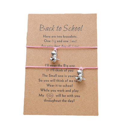 New Small Dinosaur Card Bracelet Personality Parent-child Gift Wax Thread Woven Bracelet