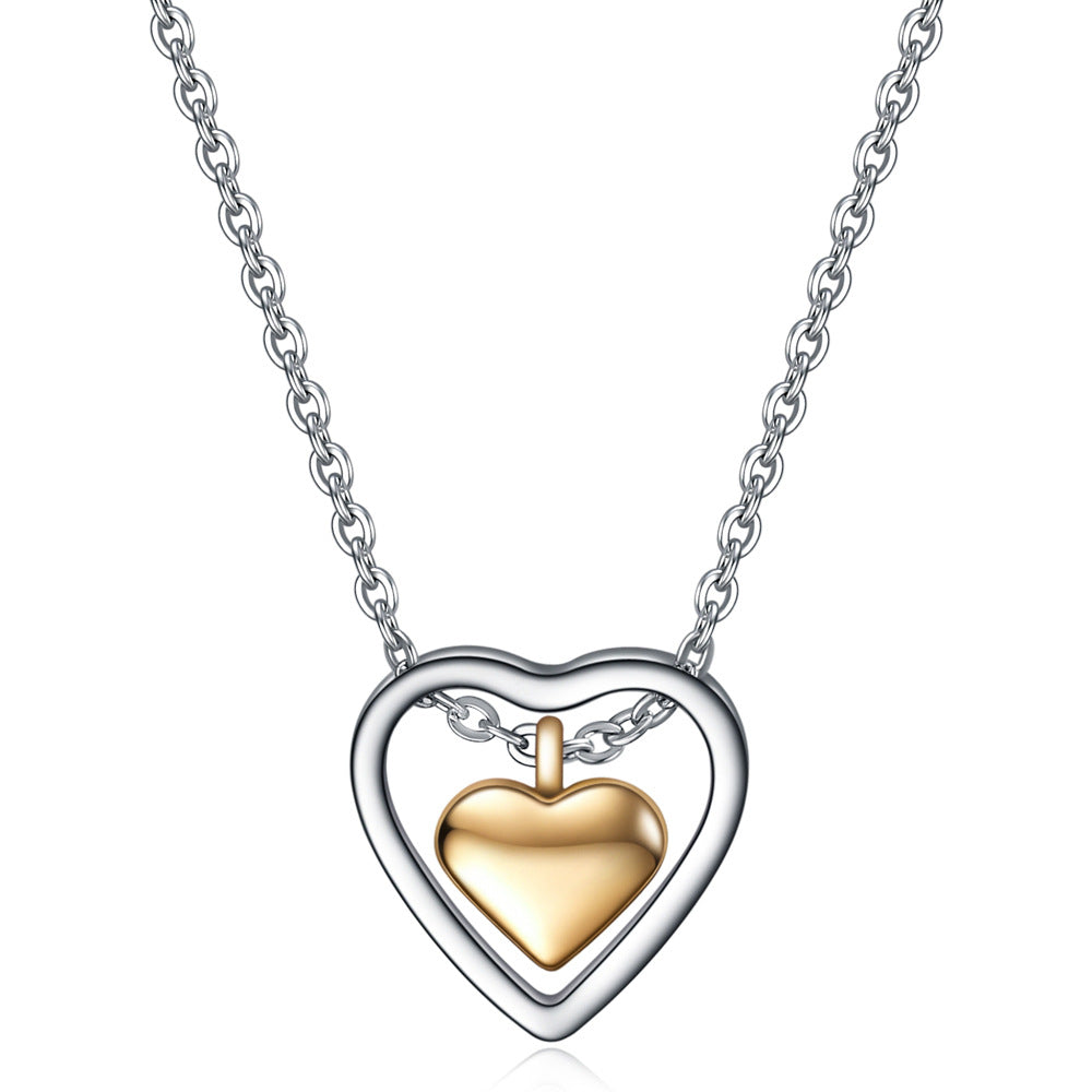 Fashion Heart Shape Titanium Steel Plating Pendant Necklace 1 Piece