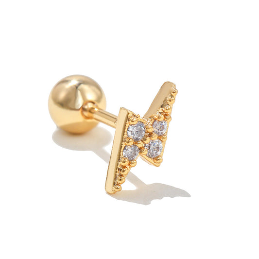 Star Brass Gem Earrings Ear Studs