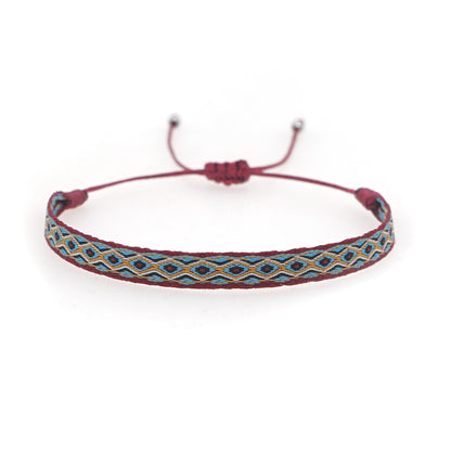 Bohemia Colombian Retro Ethnic Ribbon Hand-woven Contrast Color Bracelet