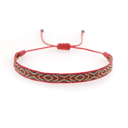 Bohemia Colombian Retro Ethnic Ribbon Hand-woven Contrast Color Bracelet