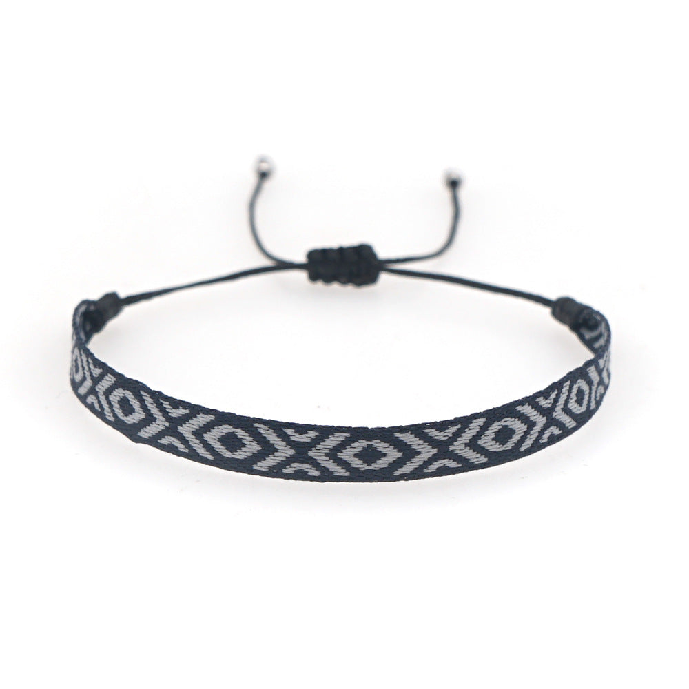 Bohemia Colombian Retro Ethnic Ribbon Hand-woven Contrast Color Bracelet