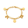 Fashion Stitching Retro Ethnic Round Card Portrait Stainless Steel Gold-color Bead Bracelet