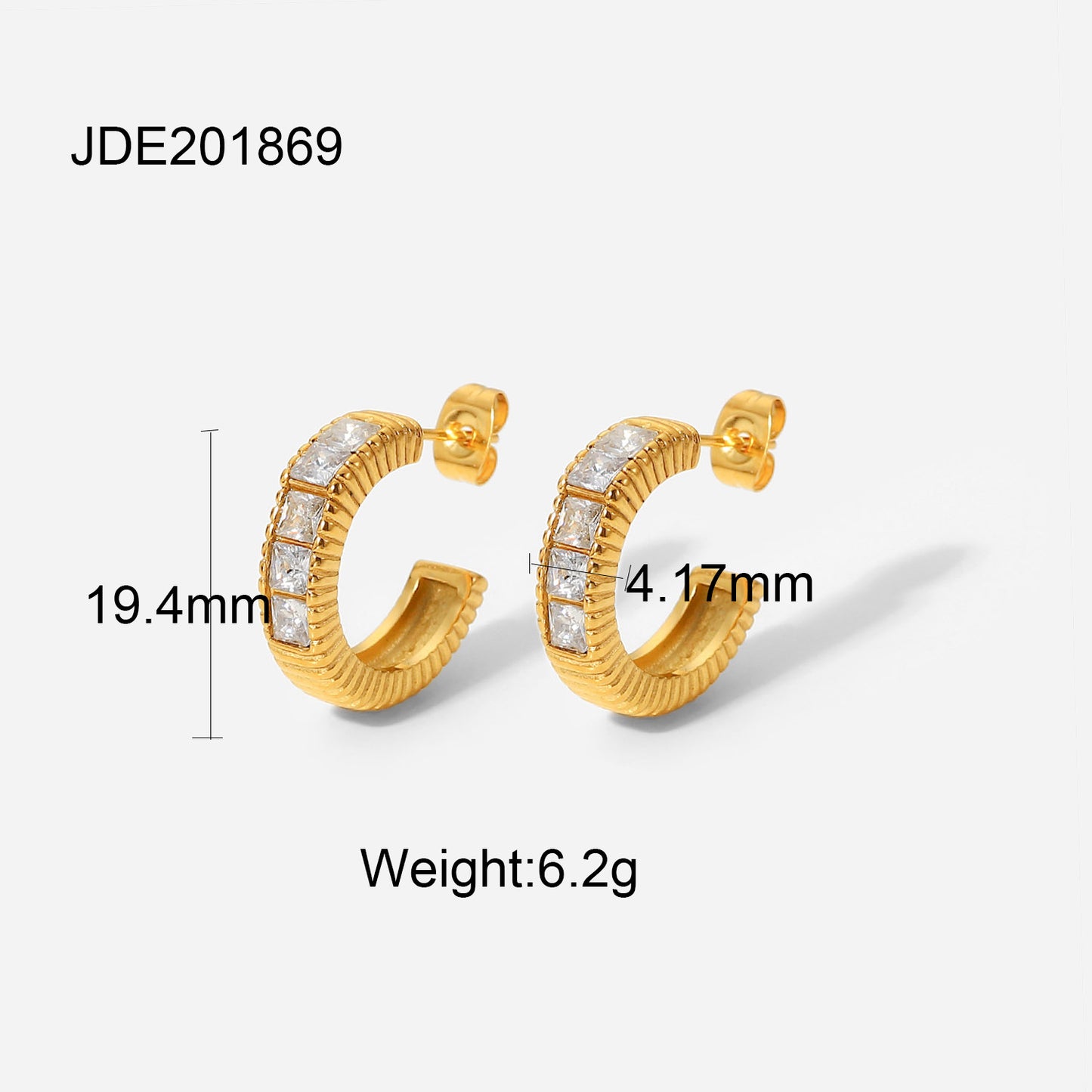 Simple Fashion Stainless Steel Thread C-shaped Inlaid Zircon Earring