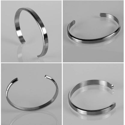 6mm Stainless Steel C Bracelet Titanium Steel Opening Adjustable Bracelet