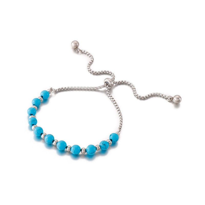 European And American Fashion Turquoise Personality Titanium Steel Bracelet Wholesale