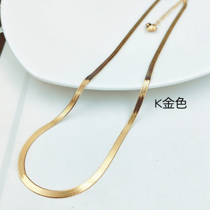 Fashion Flat Chain Snake Bone Chain Simple Necklace Titanium Steel Clavicle Chain