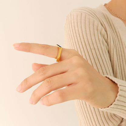 Geometric Acrylic Square Ring Stainless Steel Golden Ring