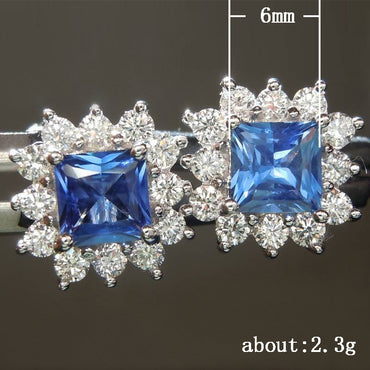 1 Pair Simple Style Shiny Square Flower Inlay Copper Zircon Ear Studs