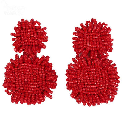 Chinese New Year Fabric Flower Festive Ethnic Tassel Earrings