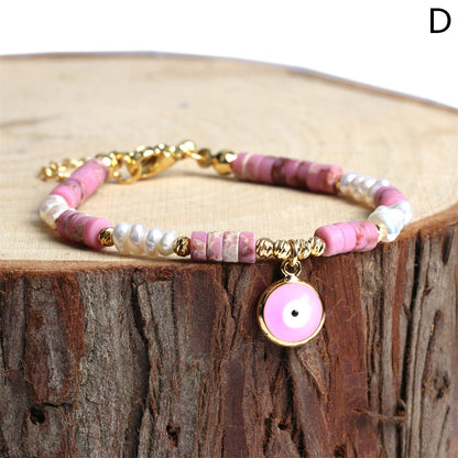 New Freshwater Pearl Bracelet Personality Devil's Eye Oil Drop Copper Bracelet Jewelry Wholesale