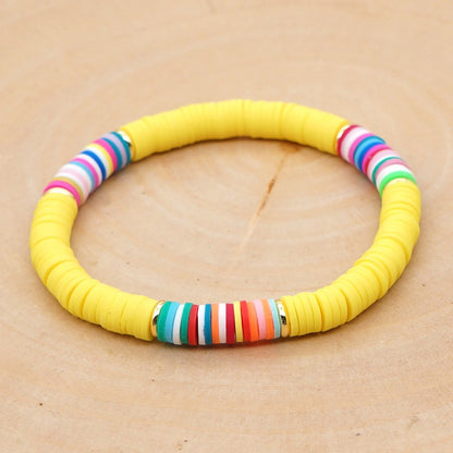 Bohemian Contrast Color Soft Ceramic Elastic Rope Bracelet