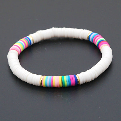 Bohemian Contrast Color Soft Ceramic Elastic Rope Bracelet