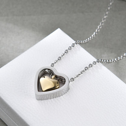 Fashion Heart Shape Titanium Steel Plating Pendant Necklace 1 Piece