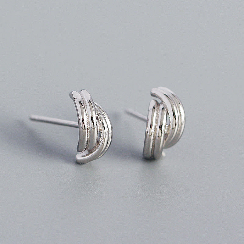 Simple S925 Silver Geometric Handmade Twisted Geometric Solid Color Earrings