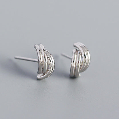 Simple S925 Silver Geometric Handmade Twisted Geometric Solid Color Earrings