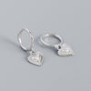 Simple S925 Silver Metal Retro Heart-shaped Hoop Earrings Wholesale