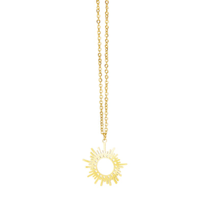 Fashion Simple Titanium Steel Sun-shaped Necklace Plated 14k Gold Clavicle Chain