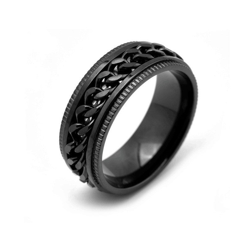 Wholesale Rotatable Titanium Steel Ring Male European And American Retro Pattern Ring