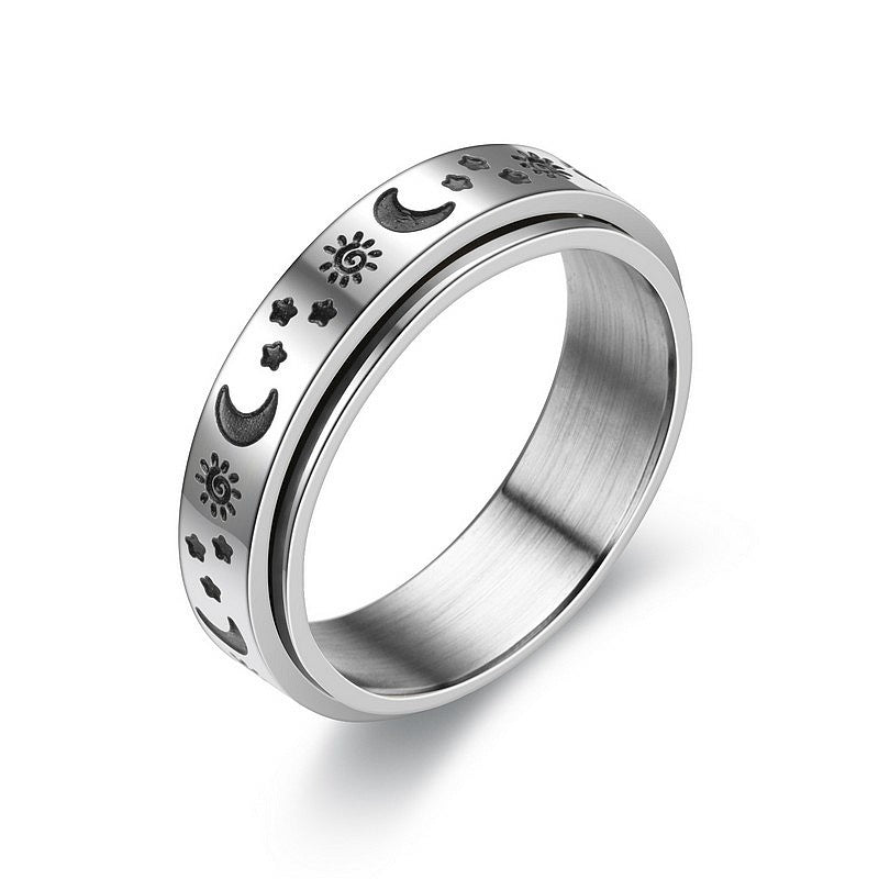 Wholesale Rotatable Titanium Steel Ring Male European And American Retro Pattern Ring