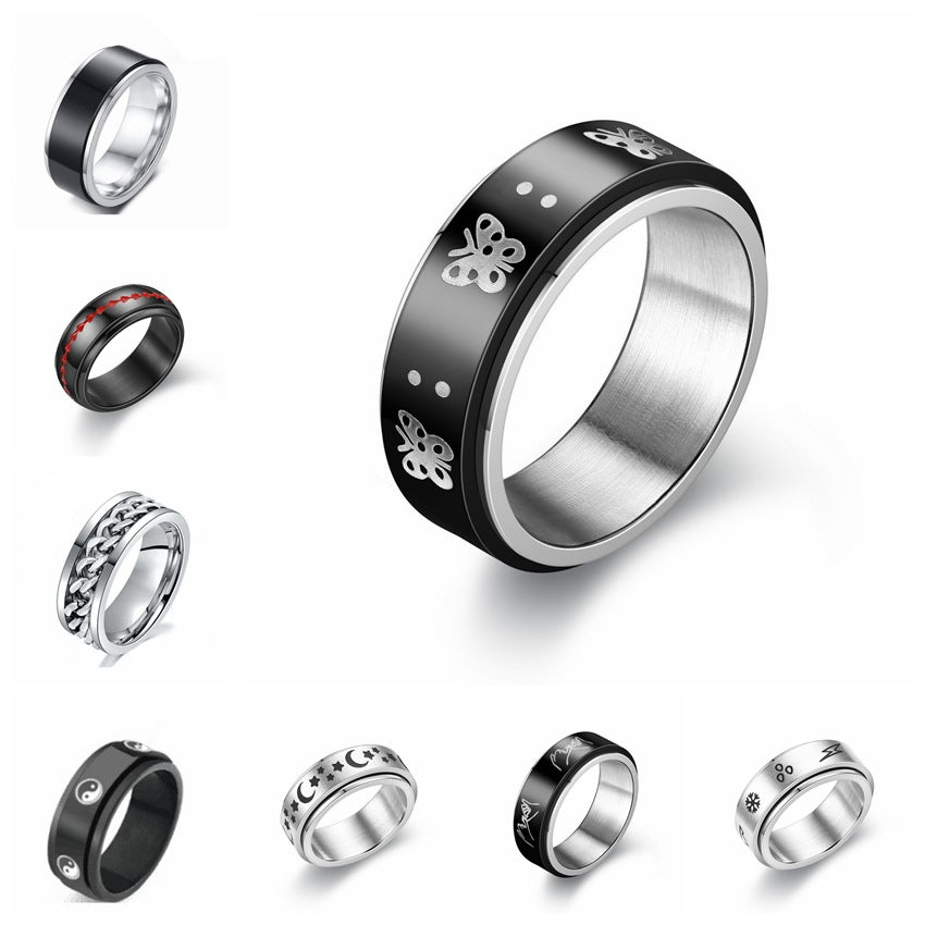 Titanium Steel Rotating Ring Male Rotating Decompression Anti-anxiety Ring