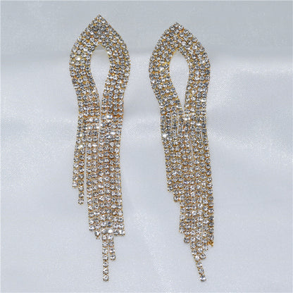 European And American Female Zircon Earrings Simple Long Tassel Pendant Earrings