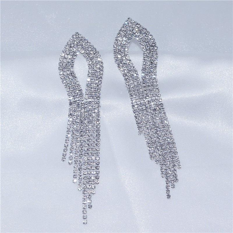 European And American Female Zircon Earrings Simple Long Tassel Pendant Earrings