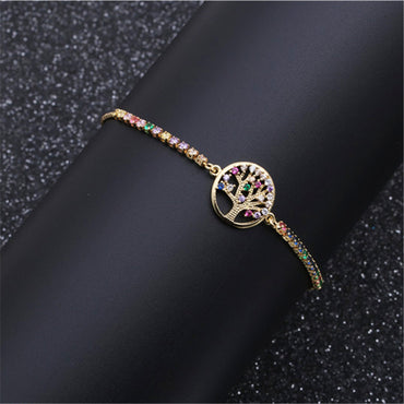 Fashion Jewelry Copper Micro-set Zirconium Life Tree Adjustable Bracelet Wholesale Gooddiy