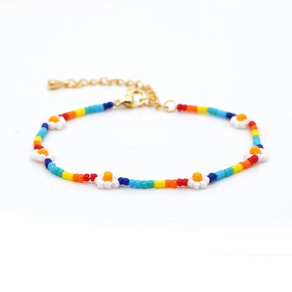 Fashion Miyuki Beads Rainbow Daisy Bracelet Necklace Jewelry Set