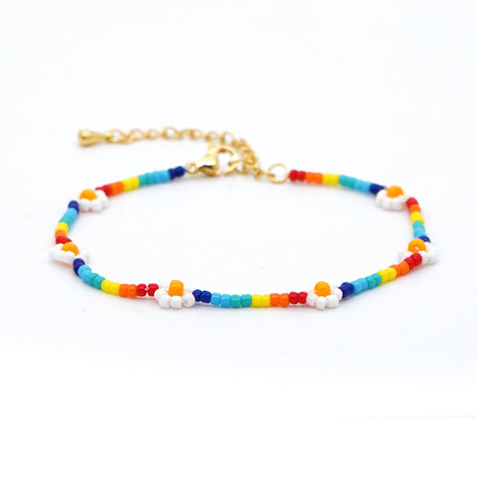 Fashion Miyuki Beads Rainbow Daisy Bracelet Necklace Jewelry Set