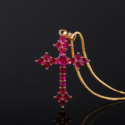 European And American Fashion Cross Zircon Copper Necklace