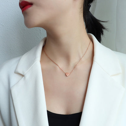 Fashion Heart Shape Titanium Steel Plated Collarbone Necklace