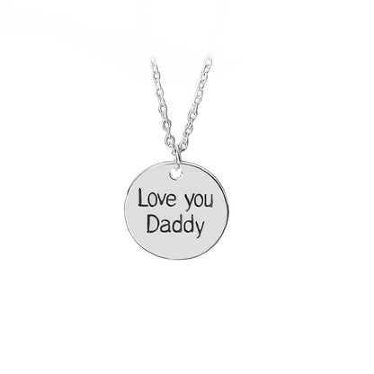 Simple Creative Father's Day Gift Glossy Alloy Round Letter Dripping Oil Necklace