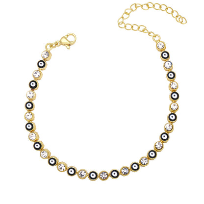 Fashion Eye Copper 18k Gold Plated Artificial Gemstones Bracelets In Bulk